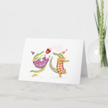 Oh quel cirque! carte de clowns crocodiles