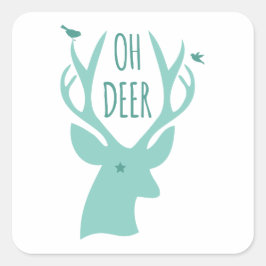 Oh Reh, aquamarin Quadratischer Aufkleber