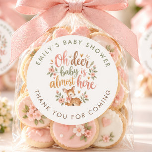 Oh Reh Wald Baby Shower Danke Runder Aufkleber