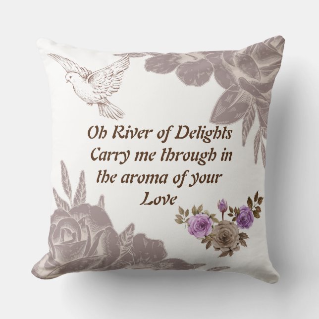 Oh River of Delights Floral Butterfly Coussin (Recto)