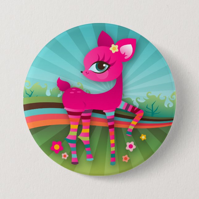 Oh Rotwild! Regenbogen-Knopf Button (Vorderseite)