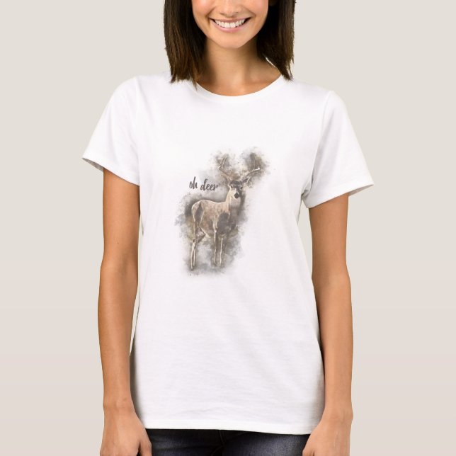 Oh Rotwild - Rotwild-Aquarell-Illustration T-Shirt (Vorderseite)