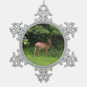 Oh Rotwild! Schneeflocken Zinn-Ornament