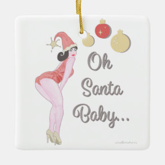 Oh Santa Baby Pinup Mädchen Keramik-Ornament Keramikornament
