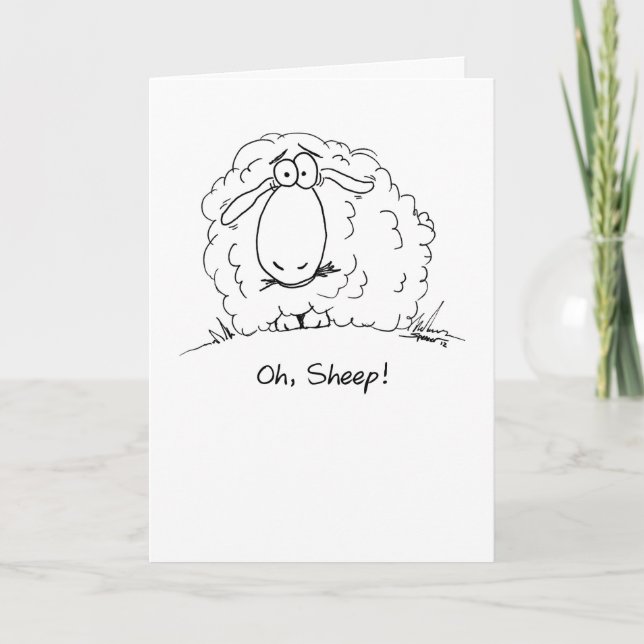 Oh, Schafe! Cartoon Belated Birthday Card Karte (Vorderseite)