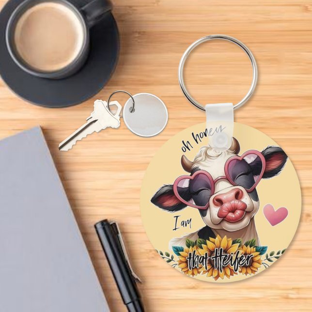 Oh, Schatz, ich bin Heifer - Pucker up Lips Kuh Schlüsselanhänger (Von Creator hochgeladen)