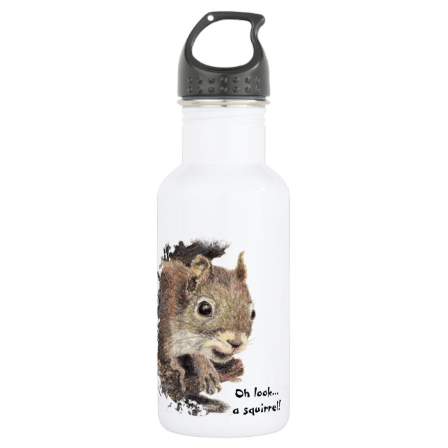 Oh, schau mal! Ein Eichhörnchen! Achtung Spaß Trinkflasche (Vorderseite)