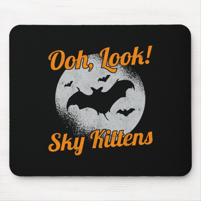 Oh schau Sky Kittens Bat Halloween Bats Mousepad (Vorne)
