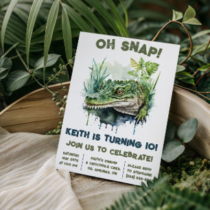 Oh, schläfst! Alligator, Krokodile Geburtstagspart Einladung