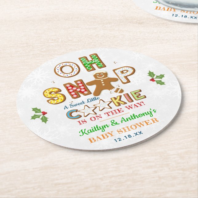 Oh, schläfst! Gingerbrei Cookie Kinderdusche Runder Pappuntersetzer (Angewinkelt)