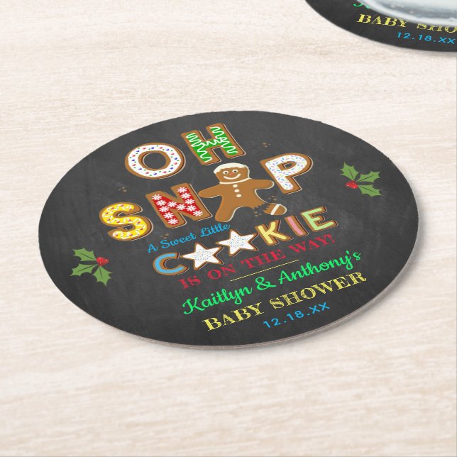 Oh, schläfst! Gingerbrei Cookie Kinderdusche Runder Pappuntersetzer (Angewinkelt)