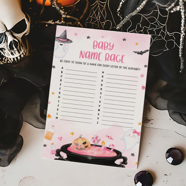 Oh Sheet Ghoul Halloween Baby Name Race Game (Pink Oh Sheet Baby Shower Baby Name Race Game)