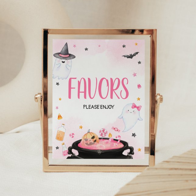 Oh Sheet Ghoul Halloween Baby Shower Favoriten Poster (Pink Oh Sheet Baby Shower Favors Sign)
