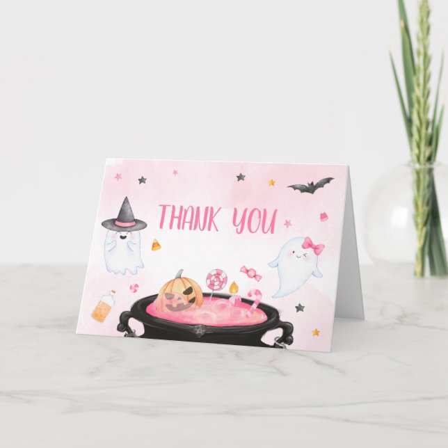 Oh Sheet Ghoul Halloween Babydusche Dankeskarte (Vorderseite)