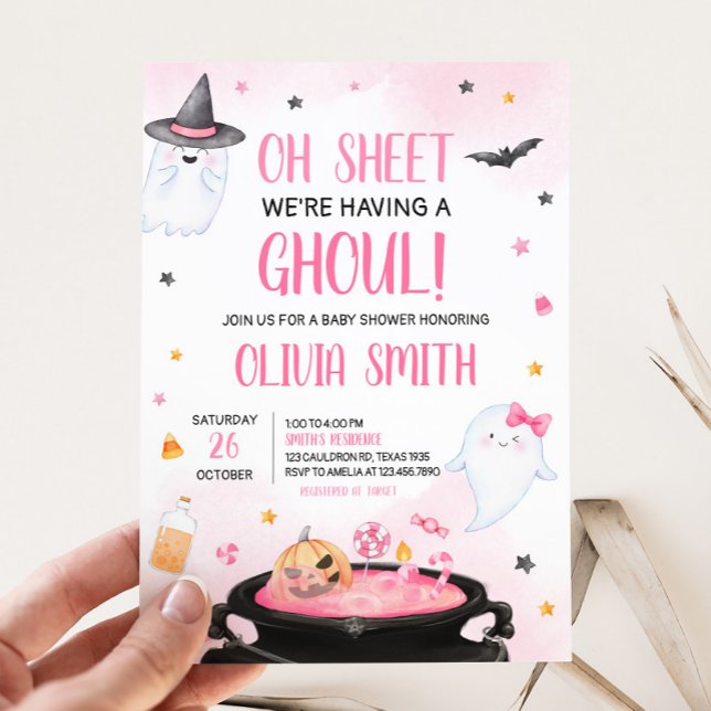 Oh Sheet Ghoul Halloween Babydusche Einladung (Pink Oh Sheet Baby Shower Invitation)