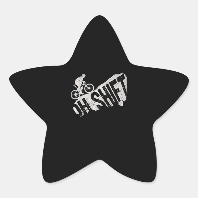 Oh Shift Mountain Bike Bike Reiter Stern-Aufkleber (Vorderseite)