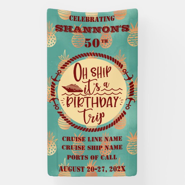 Oh Ship It's A Birthday Trip Cruise Door Banner (Vertikal)