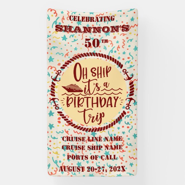 Oh Ship It's A Birthday Trip Cruise Door Banner (Vertikal)