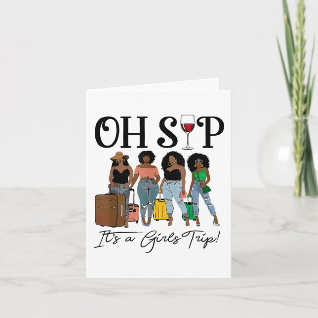 Oh, Sip Es ist ein Girls Trip Fun Wein Party Black Karte (Vorderseite)