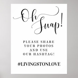 Oh Snap ! Affiche de hashtag de photo de mariage
