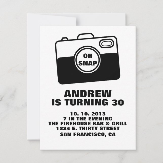 OH SNAP Birthday Einladung. Einladung (Vorderseite)