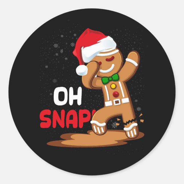 Oh Snap Dabbing Gingerbread Mann Happy Holiday Chr Runder Aufkleber (Vorderseite)