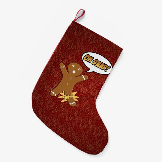 Oh Snap Funny Christmas Gingerbrot Mann Broken Leg Kleiner Weihnachtsstrumpf (Vorderansicht (hängend))