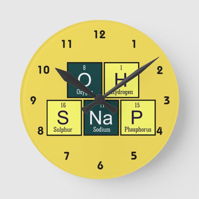 Oh Snap Funny Element Chemistry Teacher Runde Wanduhr (Vorderseite)