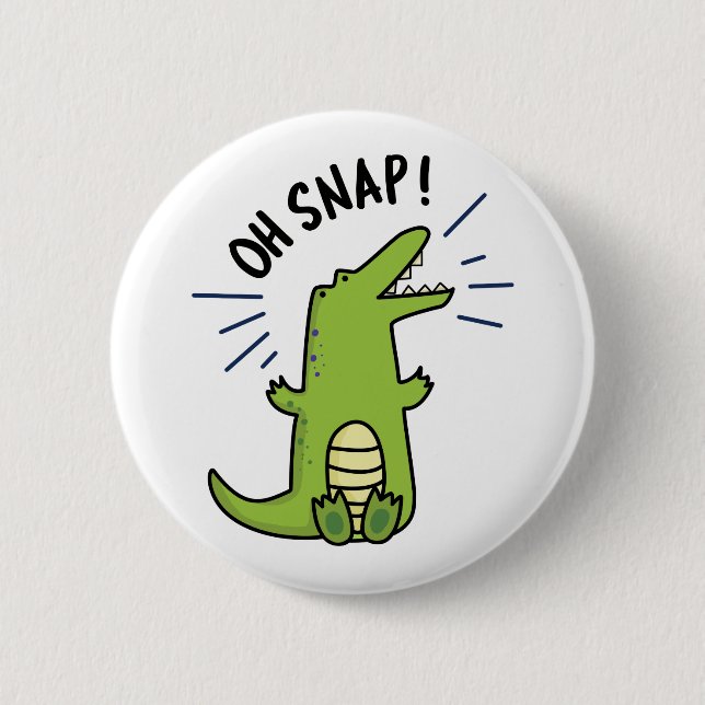 Oh Snap Funny Snapping Crocodile Puff Button (Vorderseite)