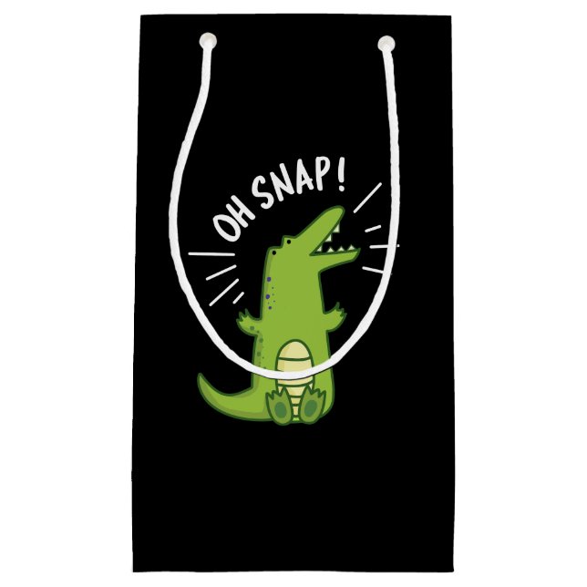 Oh Snap Funny Snapping Crocodile Puff Dark BG Kleine Geschenktüte (Vorderseite)