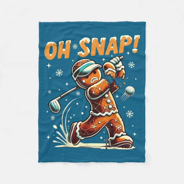 Oh Snap Gingerbread Golfer Golf Christmas Golfing  Fleecedecke (Vorderseite)