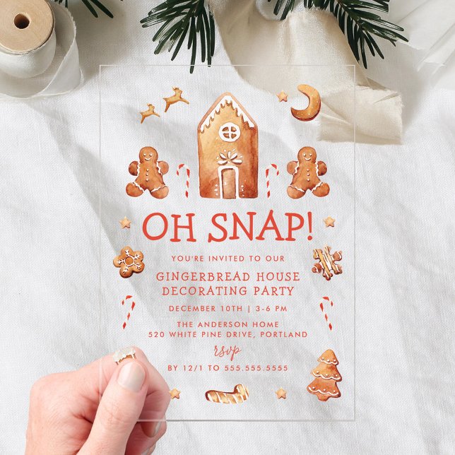 Oh Snap Gingerbread House Decoration Party Acryleinladungen (Von Creator hochgeladen)
