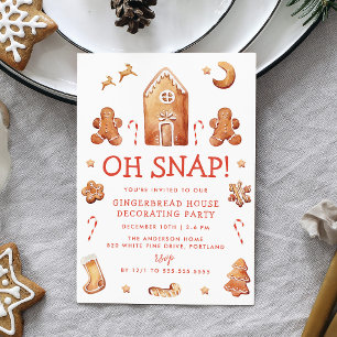 Oh Snap Gingerbread House Decoration Party Einladung