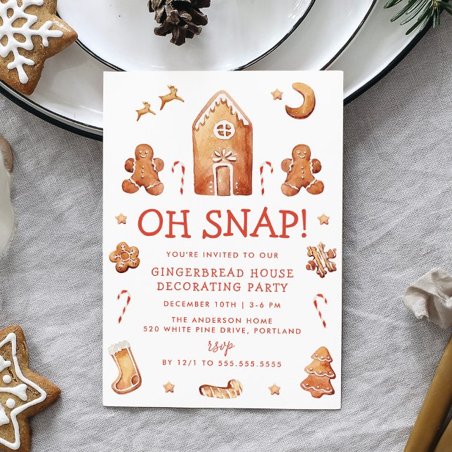 Oh Snap Gingerbread House Decoration Party Einladung (Von Creator hochgeladen)