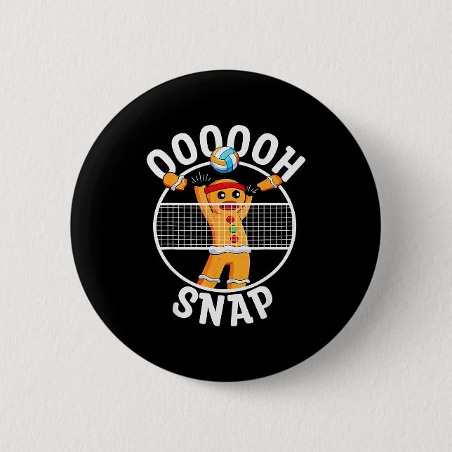 Oh Snap Gingerbread Man Blocker Christmas Volleyba Button (Vorderseite)