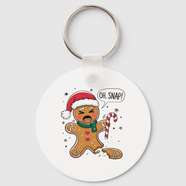 Oh Snap Gingerbread Man Cute Christmas Cookie King Schlüsselanhänger (Vorderseite)