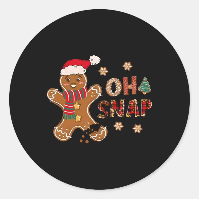 Oh Snap Gingerbread Mann Frohe Weihnachten Weihnac Runder Aufkleber (Vorderseite)