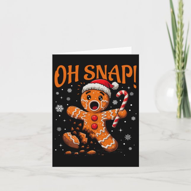 Oh Snap Gingerbread Mann Niedlich Weihnachtskeks K Karte (Vorderseite)