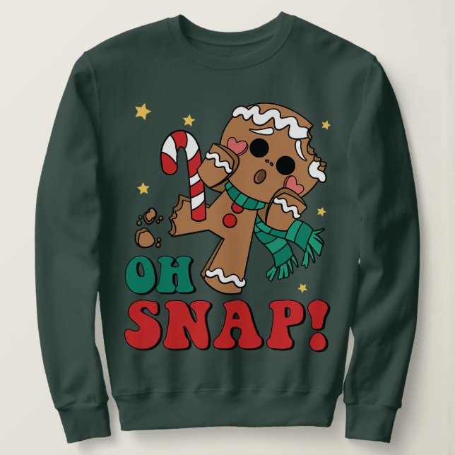 Oh Snap Gingerbread Mann Retro Frohe Weihnachten W Sweatshirt (Design vorne)