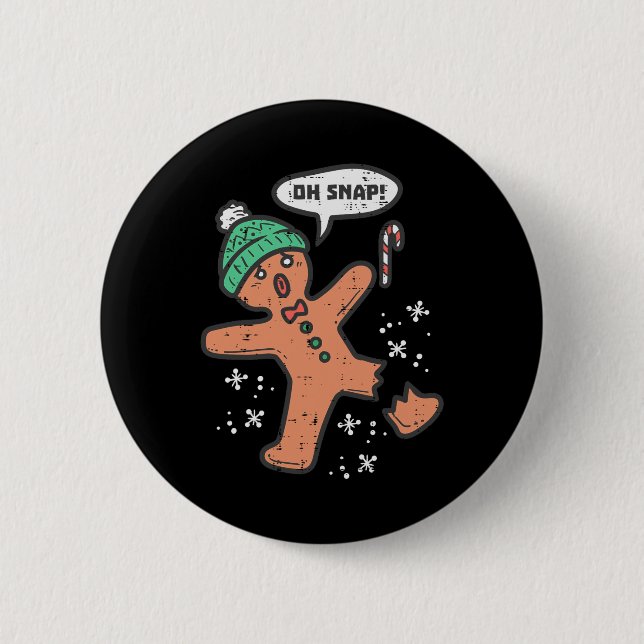 Oh Snap Gingerbread Mann Spaß Weihnachten Weihnach Button (Vorderseite)