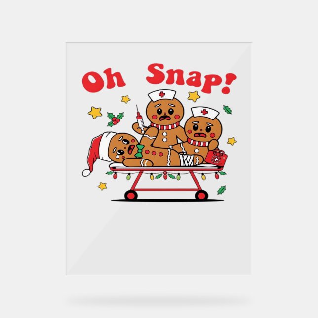Oh Snap Gingerbread School Nurse Christmas Classic Acrylschild (Vorderseite)