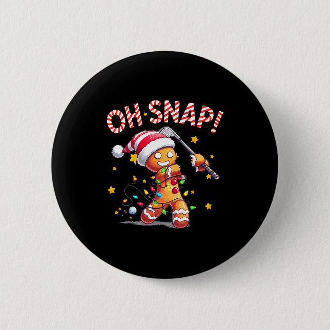Oh Snap Gingerbreadman Xmas Golfer Golf Christmas  Button (Vorderseite)