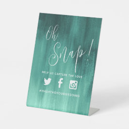 Oh Snap Hashtag Hochzeit smaragdgrüne moderne Kuns Sockelschild