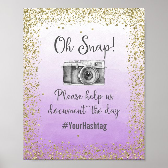 Oh Snap Hashtag Hochzeitplakat drucken Poster (Vorne)