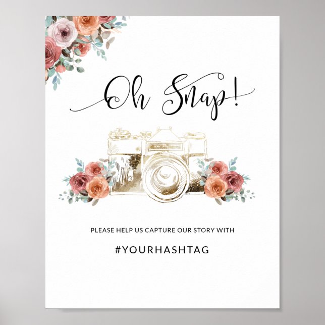 Oh, Snap Hashtag, Kamera, ätherisches Blumenzeiche Poster (Vorne)