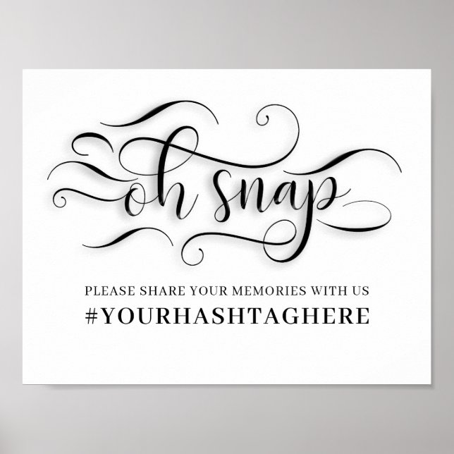 Oh Snap Hashtag Wedding Sign Poster (Vorne)
