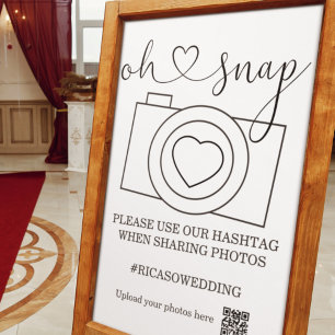 Oh Snap Hochzeitsfoto-Hashtag Personalisiert Poster
