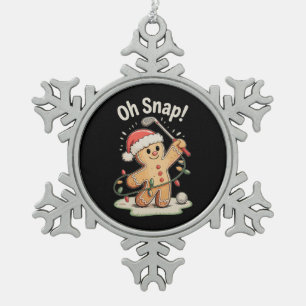 Oh Snap Lebkuchen Golf Golfer Golfen Weihnachten Schneeflocken Zinn-Ornament
