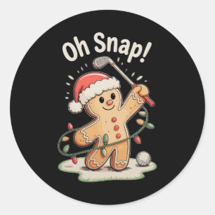 Oh Snap Lebkuchen Golfspieler Golfen Weihnachten Runder Aufkleber