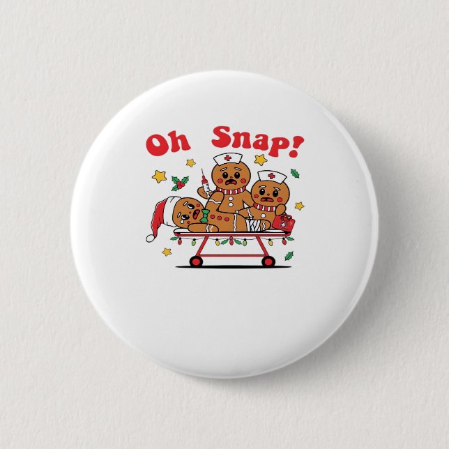 Oh Snap Lebkuchen-Schulkrankenschwester Weihnachts Button (Vorderseite)